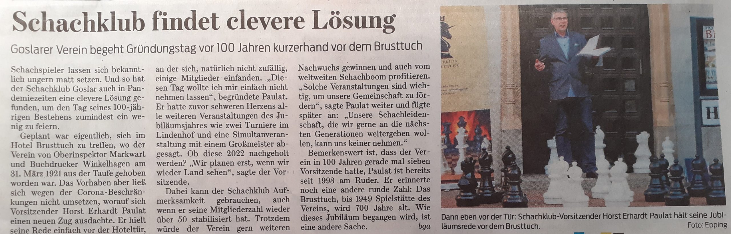 Zeitungsartikel zum Gründungstag vor 100 Jahren